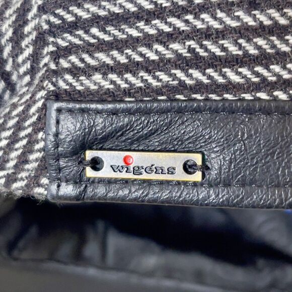 Vtg Cap Hat Wigens 100% Cashmere Leather Newsboy Cabbie Handmade Black 7-5/8 - Picture 7 of 10